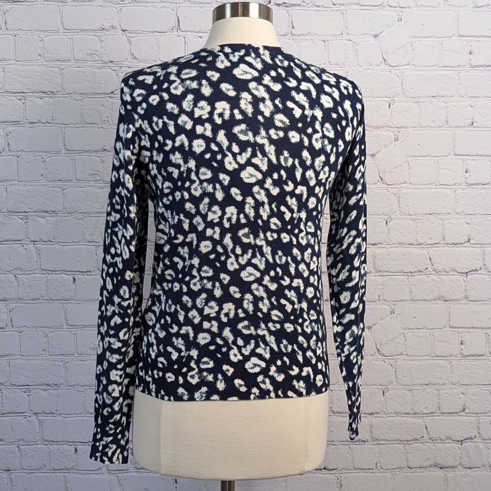 Banana Republic Sz Small Cardigan Stretch Cardigan Blue White Classic Preppy - Picture 7 of 10